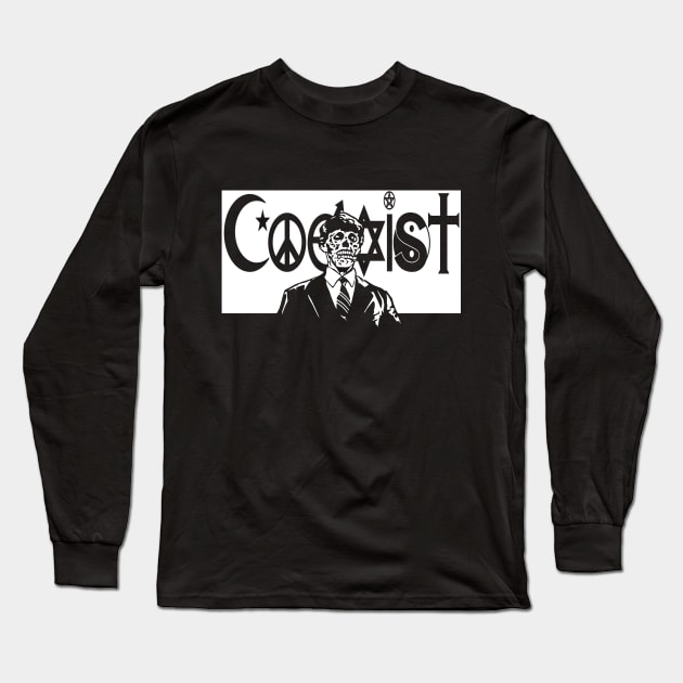 They Live Coexist Mash-Up Long Sleeve T-Shirt by Cultural Barbwire